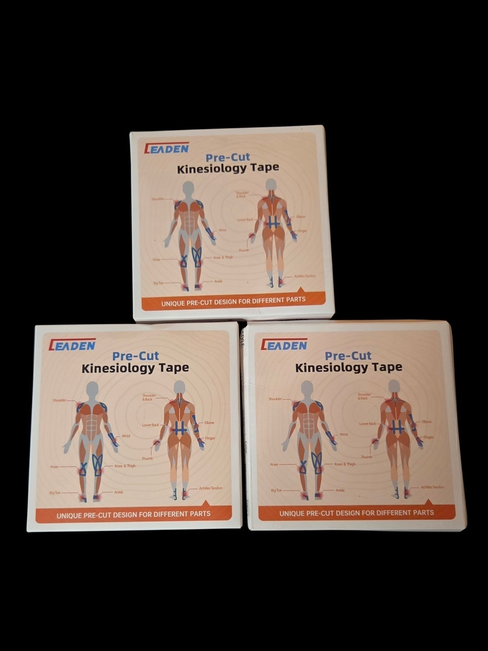 LEADEN Pre-Cut Kinesiology Tape Athletic Recovery Support Purple Set of 3